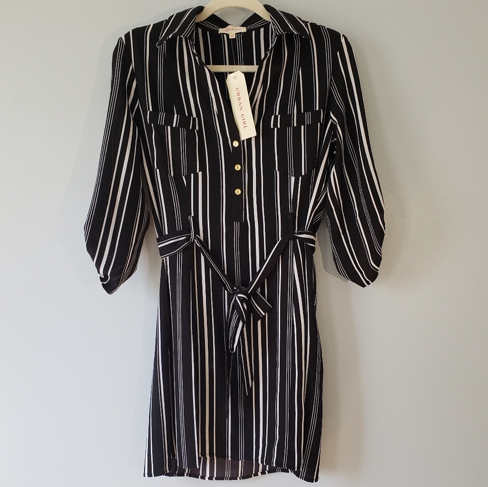 ⭐ NWT Urban Girl striped skater midi dress size L